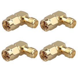 Futheda 4PCS SMA Male to RP-SMA Female (with Pin) Adapter Right Angle 90 Degree RF Coaxial Coax Connector Compatible with 4G LTE Antenna FPV Backup Camera Radio Transceiver Wi-Fi Wireless LAN Device