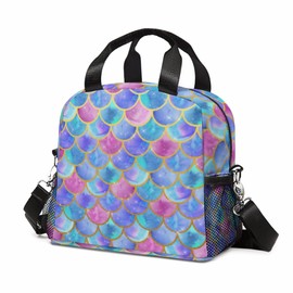 Fekroma Lunch Bag Insulated Lunch Box Reusable/Washable/Durable Lunchbox Lightweight Lunch Tote Bag (Mermaid, One Size)