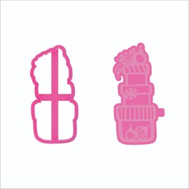 LissieLou Stack of Presents Cookie Cutter and Stamp Christmas Icing Stamp Fondant Embosser - Pink