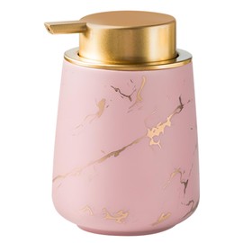 YYW Marble Foaming Soap Dispenser - 13.5oz Ceramic Hand Soap Pump for Kitchen, Bathroom - Cute Dishwashing Liquid Dispenser With Large Easy-to-Squeeze Head (Pink)