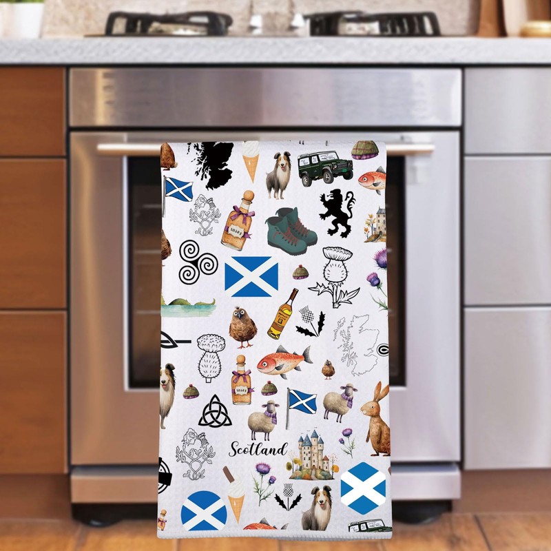 MYSOMY Scottish Kitchen Towels Scottish Kitchen Decor Scottish Thistle Towel