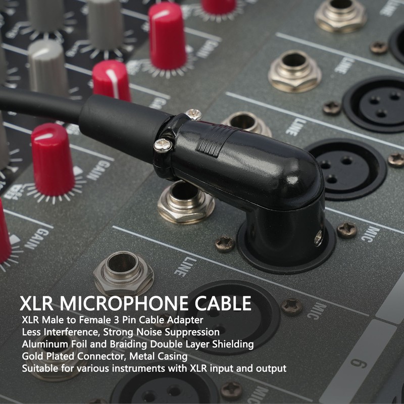 2PCS Microphone Extension Cables 3 Pin XLR Male to Female