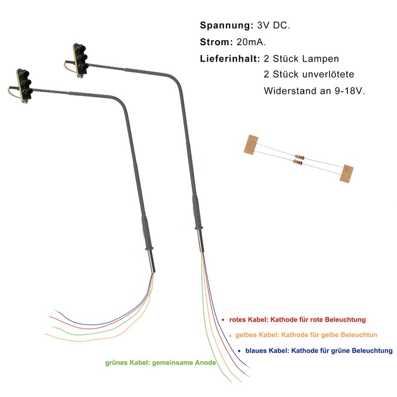 Evemodel Set of 2 Track H0 1:87 Right Traffic Light