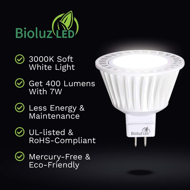 Bioluz LED 5 Pack MR16 50 Watt Halogen Equivalent Dimmable