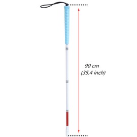 90 cm blind long stick, white stick, folding long stick with rubber handle, 4 parts, with 2 plastic tips