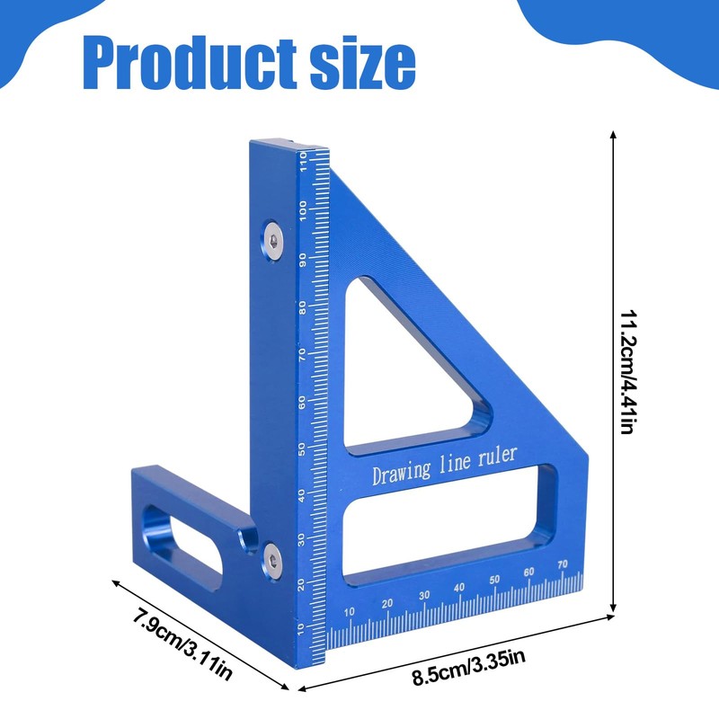 3D Multi Angle Measuring Ruler, 45° & 90° Degree Triangle