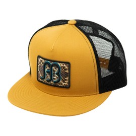 Red Dirt Hat Company Anderson Bean Adjustable Snapback Hat, Trucker Cap w/Ventilated Mesh Back & Snap Back Closure, Structured Baseball Cap for Men & Women - Gold/Black, One Size Fits All