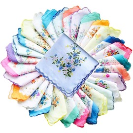 Forlisea 6 Pieces Womens Vintage Cotton Handkerchiefs Floral Wendding Party Fabric Hanky
