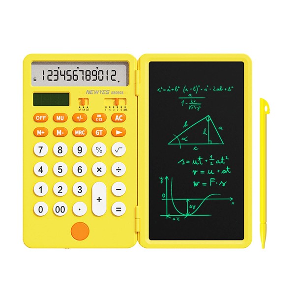 NEWYES Upgraded Rechargeable Basic Calculator with Notepad 6.5 Inch Standard