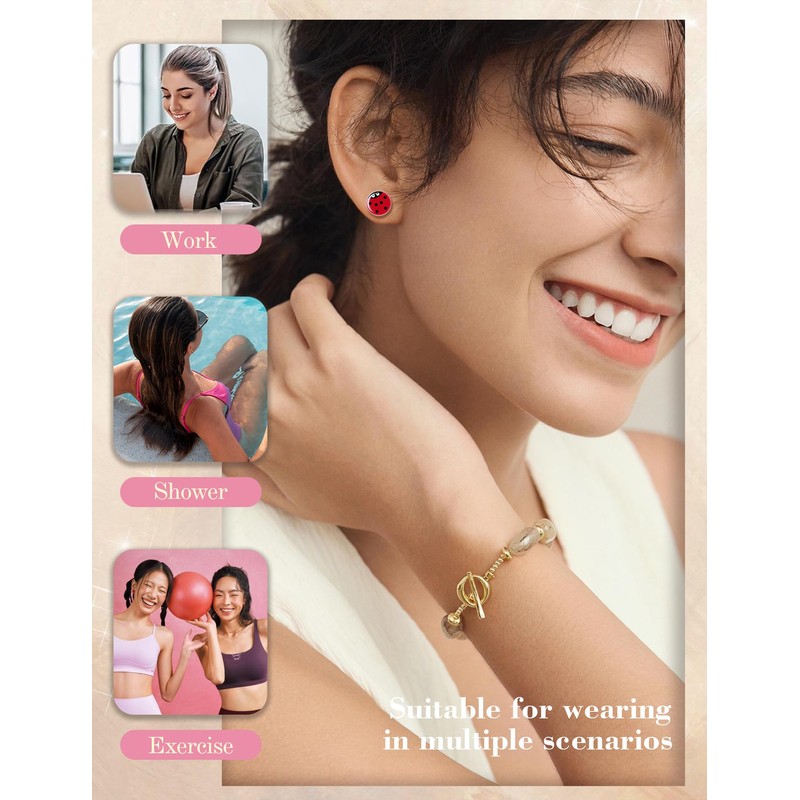 SIISPRI 6Pairs Ladybug Women Earrings Set Cute Bug Little Ladybird