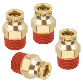 Boeray 3/8" Quick Push to Connect Fittings Brass Union Straight Joint DOT Approved Tube OD x NPT Thread Air Line Adapter for Suspension Kit Truck Trailers and Brake System 4pcs