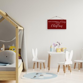 DUXMNAMG Have Yourself A Merry Little Christmas Hanging Wooden Signs 12x6, Merry Christmas Sign, Christmas Door Sign, Vintage Winter Red Christams Signs for Home Room Office Hanging Wall Decor