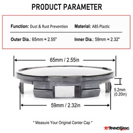 RTRHINOTUNING 4PCS 65mm Wheel Center Caps Compatible with 2001-2004 Mustang 2002-2004 Focus 2010-2014 F150 Rim, OD: 2.56"/ 65 mm ID: 2.32"/ 59 mm Rim Center Caps Black Chrome