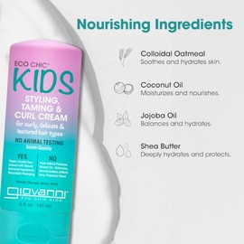 GIOVANNI Crema Para Rizos Y Peinado Eco Chic Kids - Crema Para Rizos Para Niños, Productos Para Cabello Rizado Infantil, Crema Para Rizos Para Niños, 