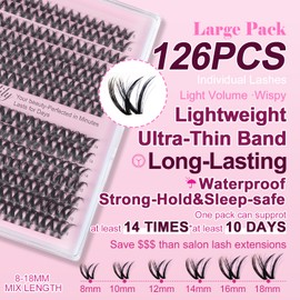 Kisslily Flicker Ultra Thin Band Manga & SpikeyWhispy Lashes DlY Eyelash Extension Kit DCurl Individual Lashes Waterproof lash clusters and Long lasting Makeup For Girl