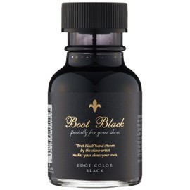 [Boot Black] Edge color specifically for sole edges that sets with one application, includes applicator sponge, Black