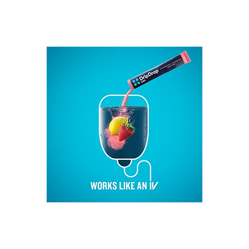 DripDrop Hydration - Electrolyte Powder Packets - Grape, Fruit Punch,