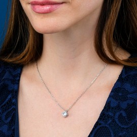 namana Dainty Silver or Gold Pendant Necklace for Women and Teen Girls, Simple Solitaire Necklaces for Women Made of 925 Sterling Silver with Coloured or Clear Round Cubic Zirconia Stones, Sterling