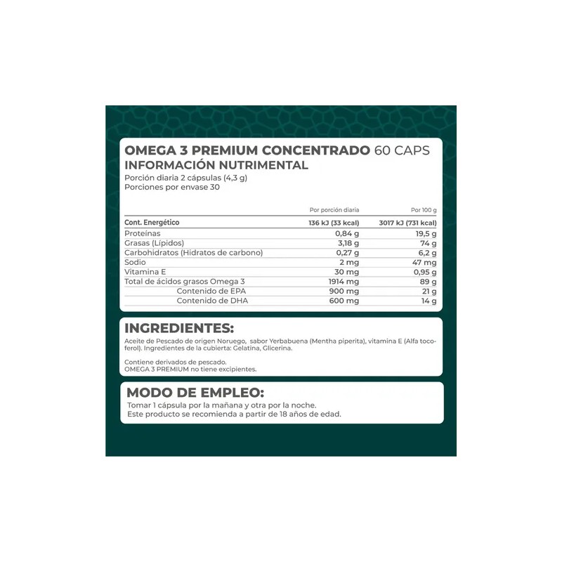 Suplemento Omega 3 Premium Concentrado (60 Caps) - Pronat