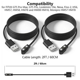 [2-Pack] Charger Compatible with FITVII GT5 Pro Max, GT5 Pro, Lookimini, Ole, Nexa, Fino 2, H56, HM57, HM58, HM78 and HM08 HM18, Morepro HM57 HM78, Magnetic Charging Cable Cord for FITVII Smart Watch