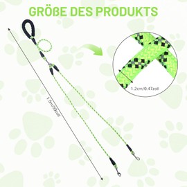 Double Lead for 2 Dogs, No Tangle Lead for 2 Dogs, 360° Rotatable, Reflective Dog Lead with Padded Handles, Running Training for Small, Medium and Large Puppies (Green, Large)