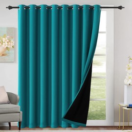 H.VERSAILTEX 100% Blackout Curtains for Bedroom 84 Inches Long Thermal Insulated Curtains for Living Room Full Light Blocking Grommet Curtains with Black Liner 1 Panel Set,Turquoise Blue