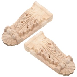 OSALADI Pack of 2 Carved Wooden Consoles, Decorative Wooden Corner Mouldings for Roman Columns, Corner Consoles, Wooden Corner Attachments for Home Decoration