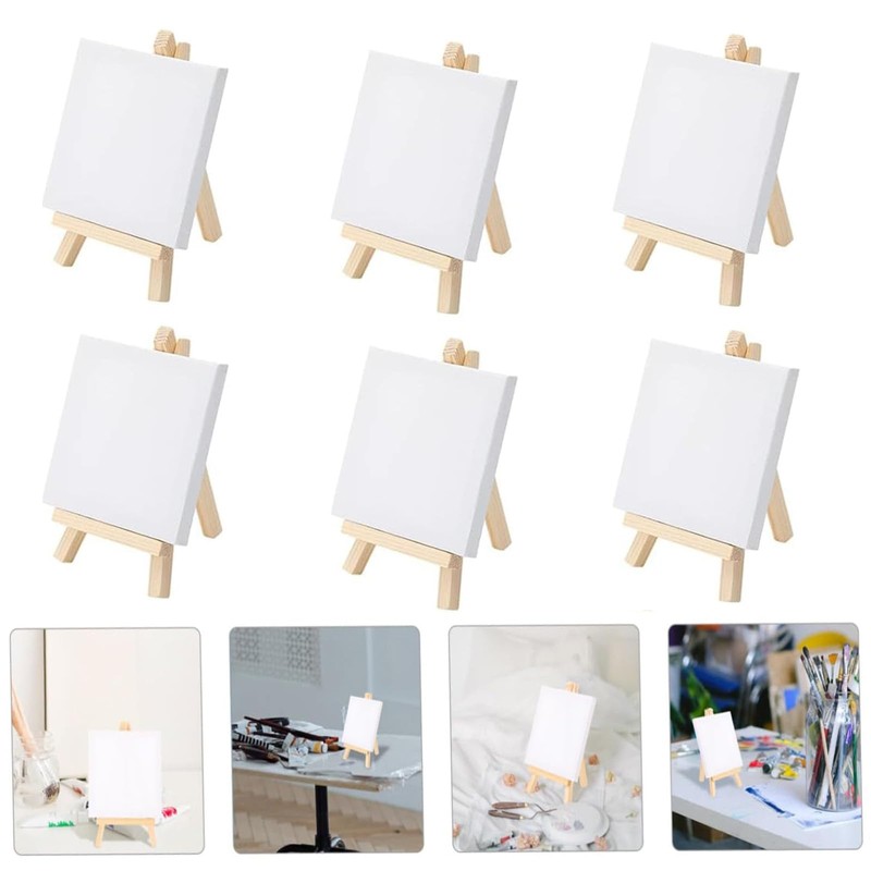 Mini Canvas with Easel, Pack of 6 Mini Canvases with