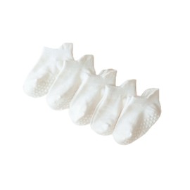 KYTE BABY Ankle Socks Combo 5-Pack w/Grips, Cloud, 6 Months