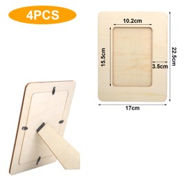 DIY Wooden Picture Frame, 4 Pack Square Photo Frames for Wall Decor, Handmade Craft Set, Mosaic Frame for Kids, Paintable & Decoratable, 8x6 inch, Ideal for Multiple Pictures