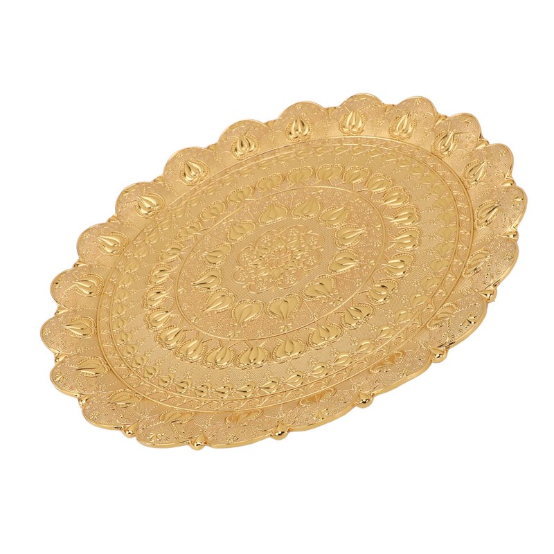 Turkish Tea Coffee Serving Tray Vintage Style Embossed Pattern Round