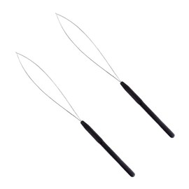 Hair Extensions Loops, 2 Pieces Hair Extension Loops, Hair Extension Loops, Needle Threader, Pull Hook Tool, for Hair or Feather Extensions
