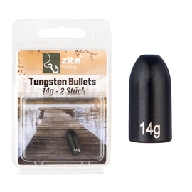 Zite Fishing Tungsten Bullet Weights 3.5-14g Finesse Carolina & Texas Rig Fishing Weights Set Matte Black Coated Bass & Zander Fishing Mounts Tungsten Weight (14g)