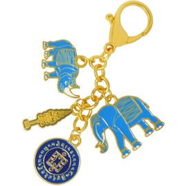 Juanxian 2024 Feng Shui Keychain Flat Rhinoceros Elephant Buckle Elephant & Rhinoceros With Ksitigarbha Staff Amulet Key chain Rings Accessories Aesthetic for Car Keys Handbags Backpacks w5476