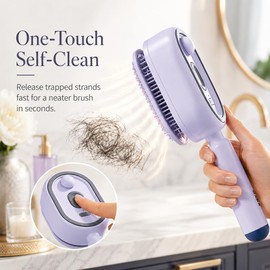 2026 Upgraded Electric Spray Air Cushion Massage Comb, 5-in-1 Rechargeable Air Cushion Hair Brush with Self-Cleaning & Anti-Static, Scalp Massage Detangling Brush for Frizzy Long & Short Hair (White)