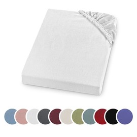 sleepling Flannelette Fitted Sheet, Made in Germany, 100% Cotton, Mattresses up to 23 cm High, All-Round Elastic, Oeko-Tex, Boil-Proof 95 °C, 90 x 200 cm, White
