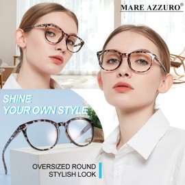 MARE AZZURO Round Reading Glasses 2.75 Women Stylish Lightweight Readers +275 for Female Leopard Reader 275