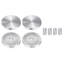 uxcell 4Pcs Round Shape Aluminum Disc, M10 Thread 50mm Diameter Aluminum Circle Disc Glass Top Adapter for Glass Table Furniture Coffee Tables, Silver