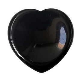 Manekieko Natural Black Obsidian Heart Chakra Thumb Worry Stone,Hand Carved Healing Crystal Shaped Stone for Anxiety Stress Relief Meditation