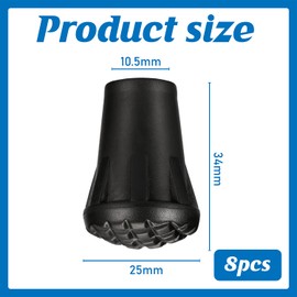 Pack of 8 Sticks, Rubber Buffers, Rubber Buffer for Hiking Poles, Suitable for Asphalt, Suitable for All Trekking Poles, Rubber Buffer for Hiking Poles, Trekking Pole Cushion, Hiking Pole Buffer