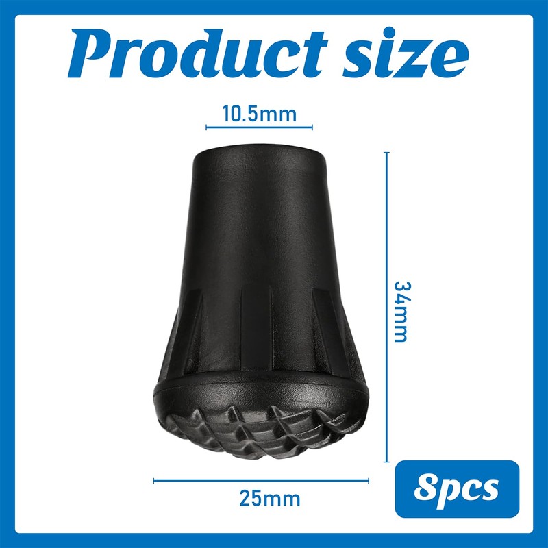 Pack of 8 Sticks, Rubber Buffers, Rubber Buffer for Hiking