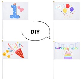 DIY A 90 x 150 cm Blank Flag and 20 Pieces Mini Hand-Held Flag 21 x 14 cm Pure White Hand Waving Flags with Two Brass Eyelets Self-Designed Polyester Party Holiday Decorations