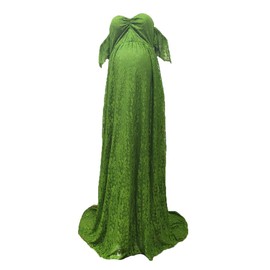 Maternity Photography Props Floral Lace Dress Fancy Pregnancy Gown for Baby Shower Photo Shoot (XL, Olive)