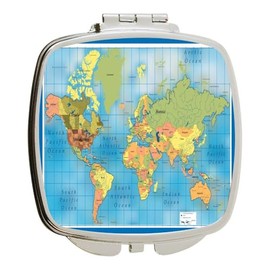 Island Gifting - World Map Poster - Square Compact Mirror - Travel Mirror