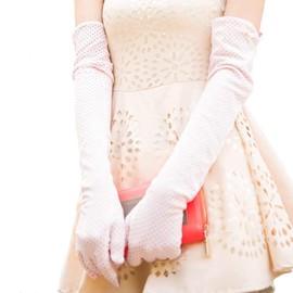 [Nappaglo] Women's Cotton Polka Dot Pattern, Thin, Long, Summer Arm Cover, UV Protection, Sunscreen Gloves, UV Protection, Driving, Driving Gloves (Smartphone Compatible or Smartphone Not Compatible), Pink (compatible with smartphones)