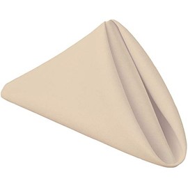PLOYMONO Beige Heavy Duty Cloth Napkins - 17 x 17 Inch Solid Washable Polyester Dinner Napkins - Set of 8 Napkins with Hemmed Edges - Great for Weddings, Parties, Banquets Dinner & More