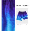 Cozople Swim Trunks for Men Novelty Hawaiian Gradient Blue Swimming