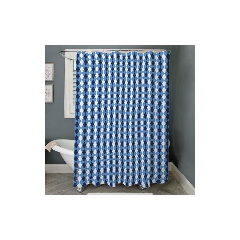 CafePress UNC Basketball Argyle Carolina Blue Decorative Fabric Shower Curtain