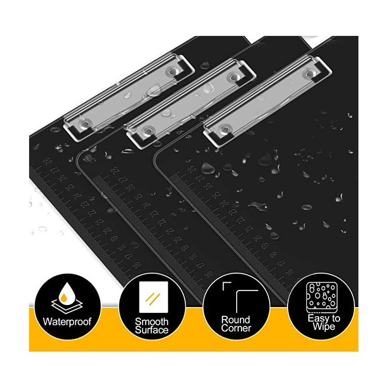 HERKKA 25 Pack Plastic Clipboards, Black, A4 Letter Size, 12.5