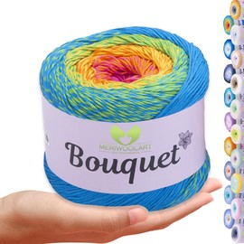 MeriWoolArt Bouquet Cotton Yarn - 100% Cotton Yarn - Crochet Yarn & Knitting Yarn Multicoloured - 250 g, 500 m - Ideal for Cloths, Baby Blankets, Amigurumi, Summer Clothing & Home Accessories 719